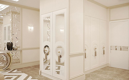 Дизайн интерьера коридора в четырёхкомнатной квартире 124 кв.м в стиле неоклассика с элементами ар-деко3