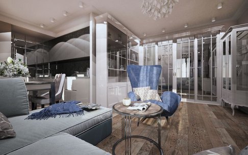 Дизайн интерьера двухкомнатной квартиры 61 кв.м в классическом стиле