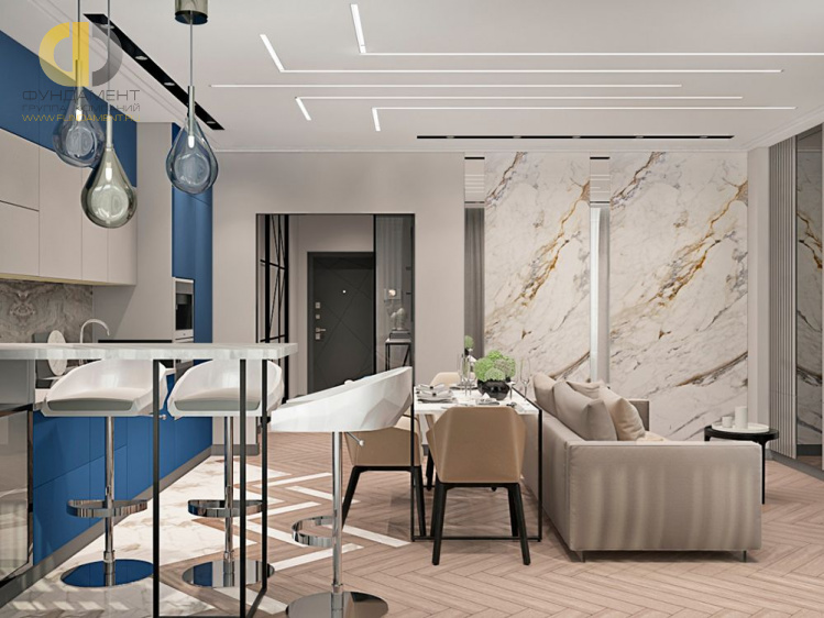 Дизайн интерьера гостиной в трёхкомнатной квартире 85 кв.м в современном стиле14