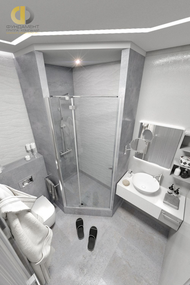Дизайн интерьера ванной в четырёхкомнатной квартире 122 кв.м в стиле ар-деко