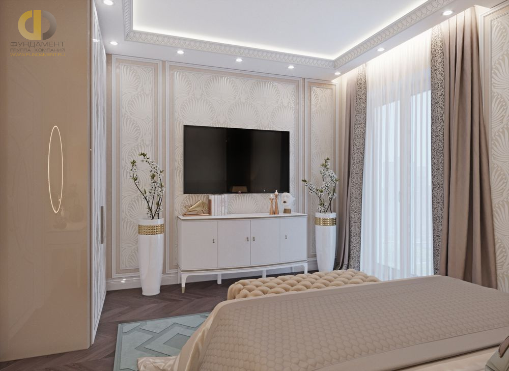 Спальня в стиле дизайна арт-деко (ар-деко) по адресу г. Москва, бульвар Братьев Весниных, 2, 2021 года