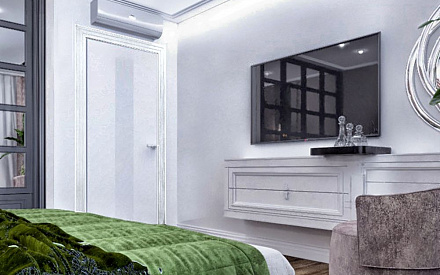 Дизайн интерьера спальни в трёхкомнатной квартире 96 кв.м в стиле неоклассика 5