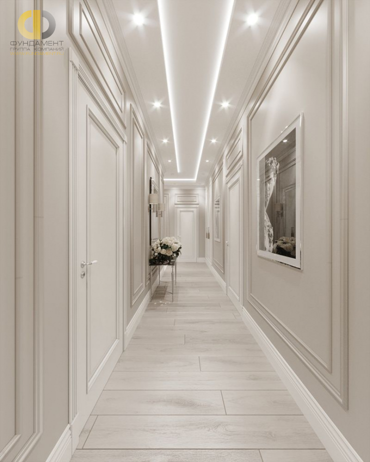 Дизайн интерьера коридора в четырёхкомнатной квартире 134 кв.м в стиле современная классика19