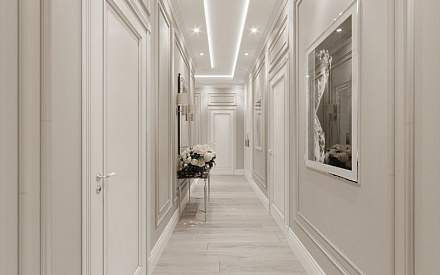 Дизайн интерьера коридора в четырёхкомнатной квартире 134 кв.м в стиле современная классика19