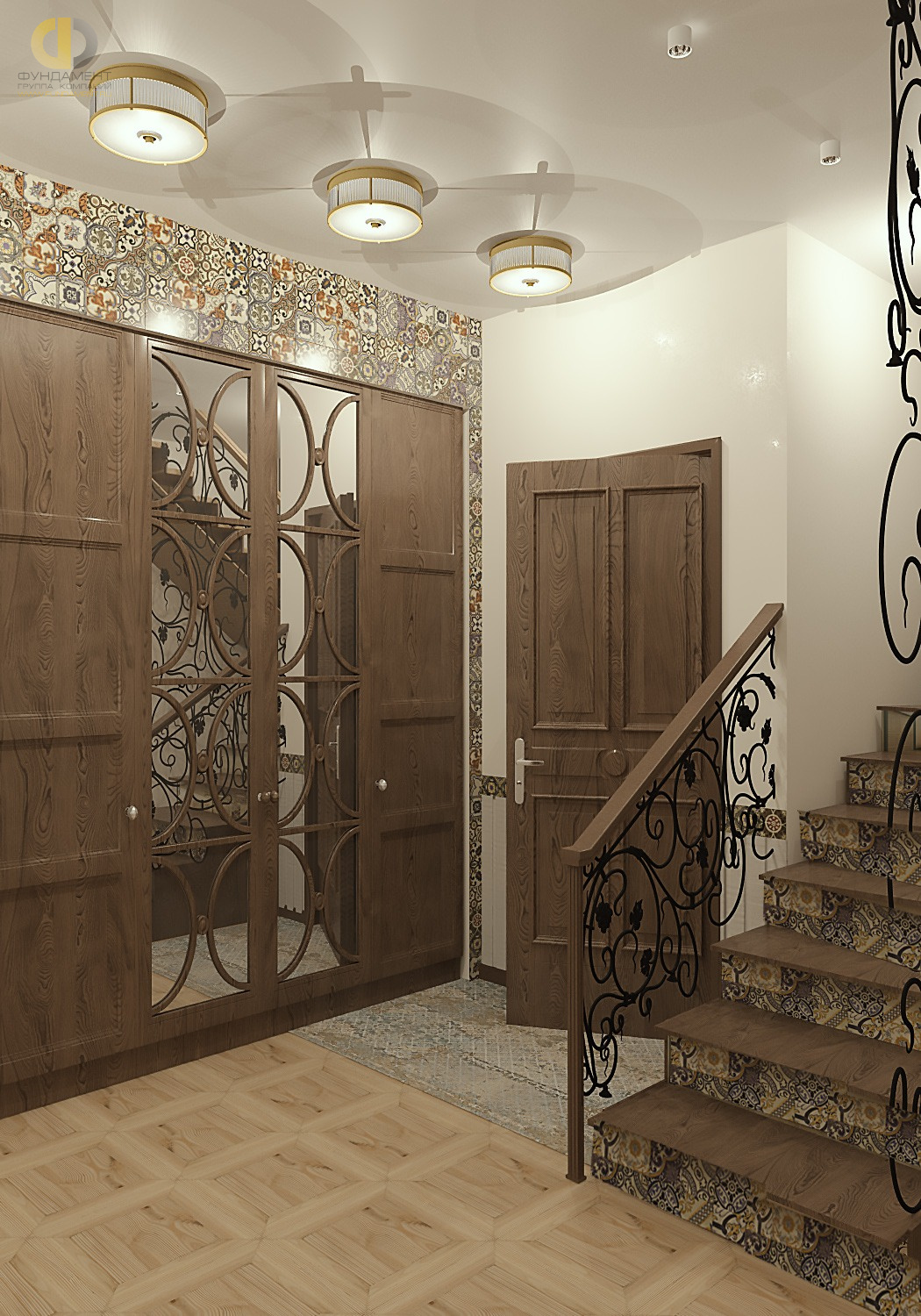 Дизайн коридора в коричневом цвете - фото