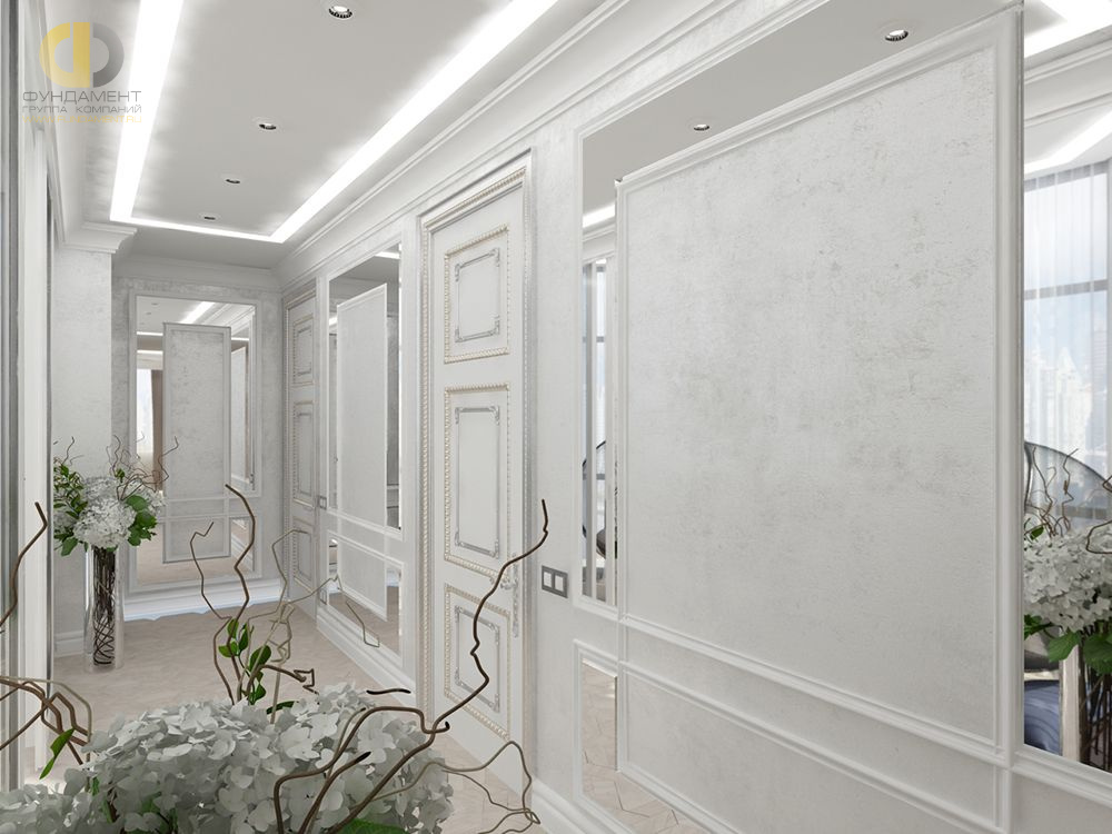 Коридор в стиле дизайна классицизм по адресу г. Москва, набережная Академика Туполева, д. 15, 2018 года