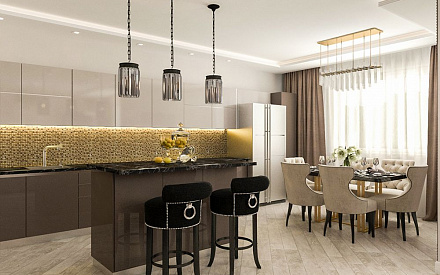 Дизайн интерьера кухни в трёхкомнатной квартире 117 кв.м в современном стиле5