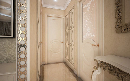 Дизайн интерьера коридора в двухкомнатной квартире 80 кв.м в классическом стиле2