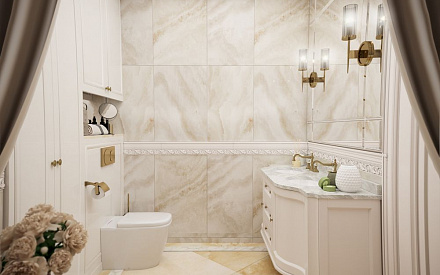 Дизайн интерьера ванной в трёхкомнатной квартире 127 кв. м в стиле неоклассика 25