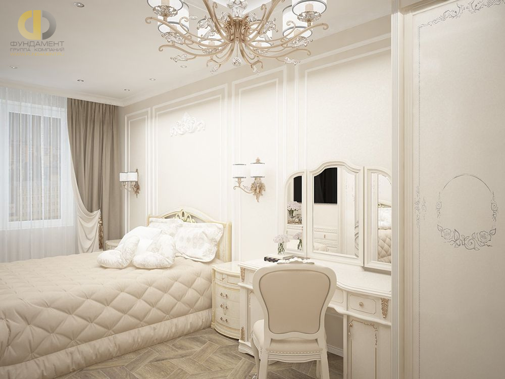 Дизайн интерьера спальни в трёхкомнатной квартире 101 кв. м в стиле классицизм 15