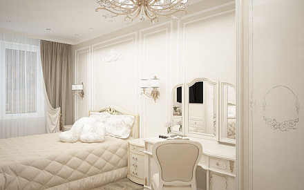 Дизайн интерьера спальни в трёхкомнатной квартире 101 кв. м в стиле классицизм 15