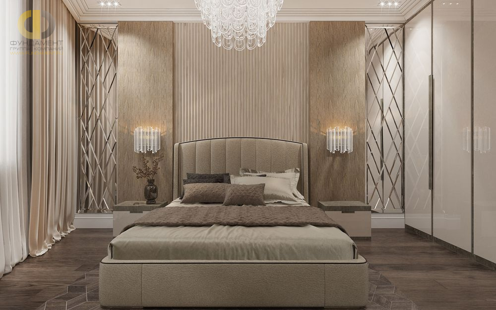 Спальня в стиле дизайна арт-деко (ар-деко) по адресу г. Москва, ул. Профсоюзная, д. 64, корп. 2, 2018 года