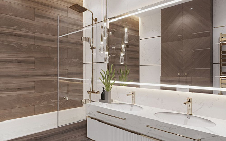 Дизайн интерьера ванной в 6-комнатной квартире 196 кв. м в стиле классика и прованс 14