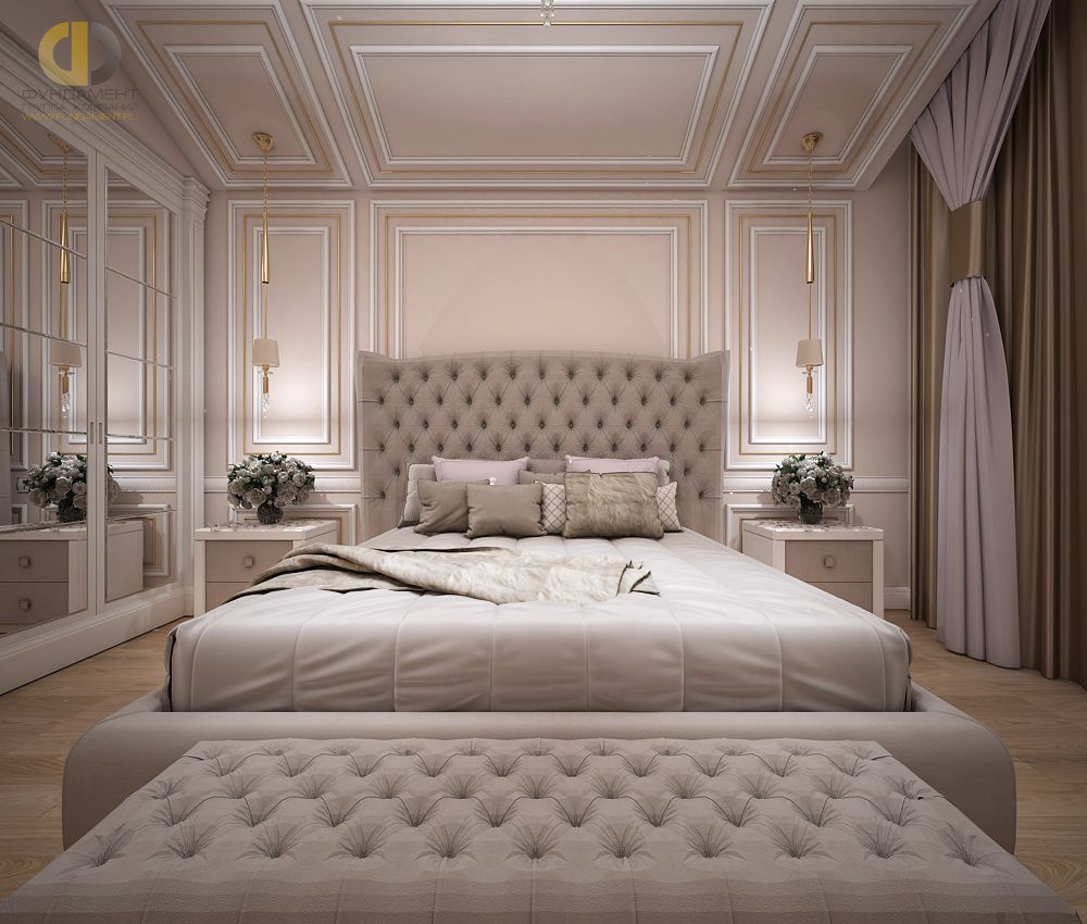 Спальня в стиле дизайна классицизм по адресу МО, Серпуховский р-н, д. Правое Ящерево, 2019 года
