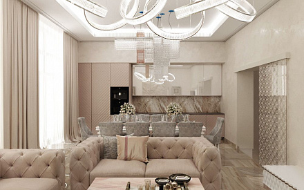 Дизайн интерьера гостиной в доме 278 кв.м в стиле ар-деко15