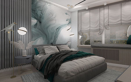 Дизайн интерьера спальни в трёхкомнатной квартире 101 кв. м в современном стиле 10