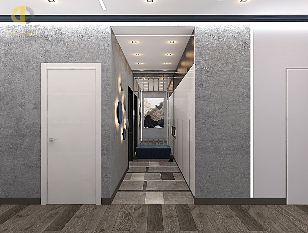 Дизайн интерьера коридора в четырёхкомнатной квартире 107 кв.м в современном стиле7