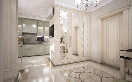 Дизайн интерьера коридора в четырёхкомнатной квартиры 103 кв.м в стиле современная классика2