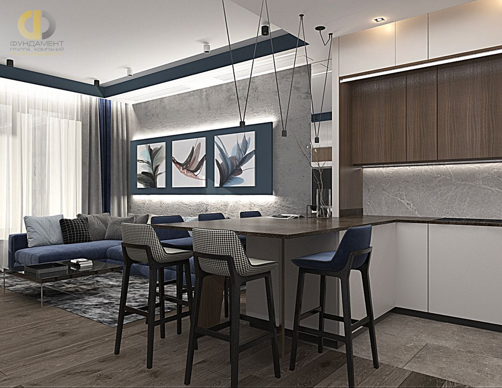 Дизайн интерьера кухни в четырёхкомнатной квартире 107 кв.м в современном стиле11