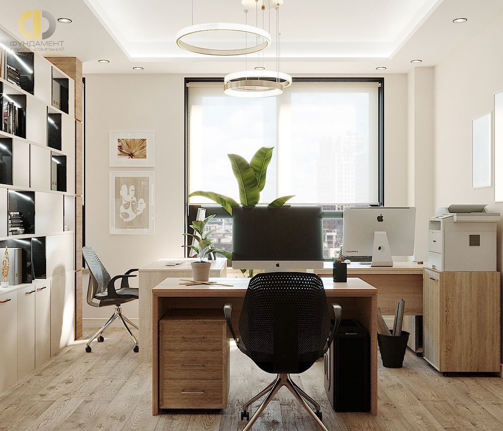 Дизайн кабинета в сером цвете - фото
