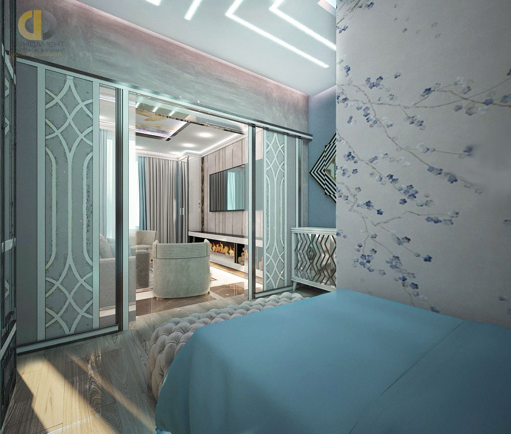 Спальня в стиле дизайна арт-деко (ар-деко) по адресу г. Москва, ул. Минская, д. 2, 2019 года
