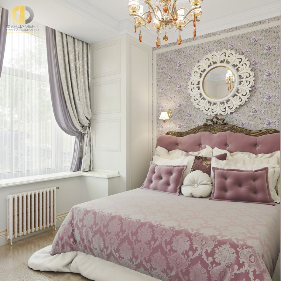 Дизайн интерьера спальни в трёхкомнатной квартире 66 кв.м в классическом стиле15
