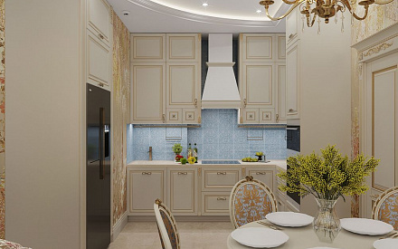 Дизайн интерьера кухни в трёхкомнатной квартире 66 кв.м в классическом стиле8