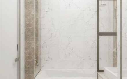 Дизайн интерьера ванной в трёхкомнатной квартире в эко-стиле