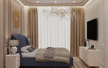 Дизайн интерьера спальни в трёхкомнатной квартире 79 кв.м в современном стиле4