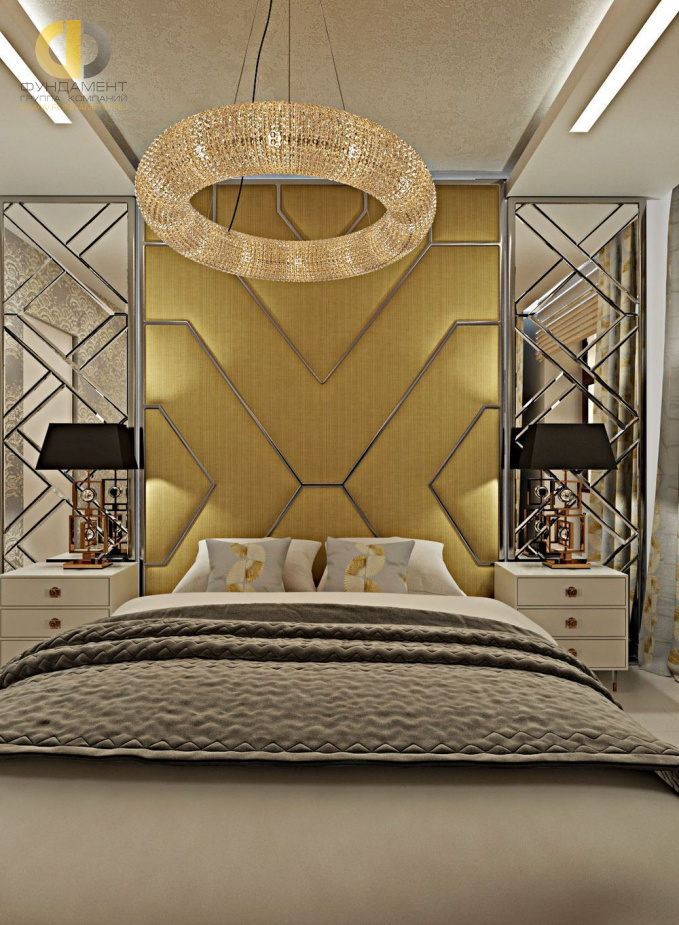 Дизайн интерьера спальни в трёхкомнатной квартире 95 кв.м в стиле ар-деко2