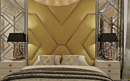 Дизайн интерьера спальни в трёхкомнатной квартире 95 кв.м в стиле ар-деко2