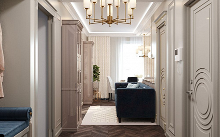 Дизайн интерьера коридора в четырёхкомнатной квартире 89 кв.м в стиле современная классика20
