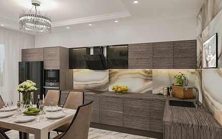 Дизайн интерьера кухни в четырёхкомнатной квартире 144 кв.м в стиле эклектика5