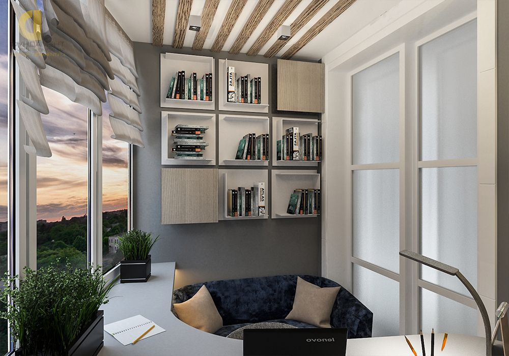Дизайн интерьера балкона в пятикомнатной квартире 108 кв. м в современном стиле 21