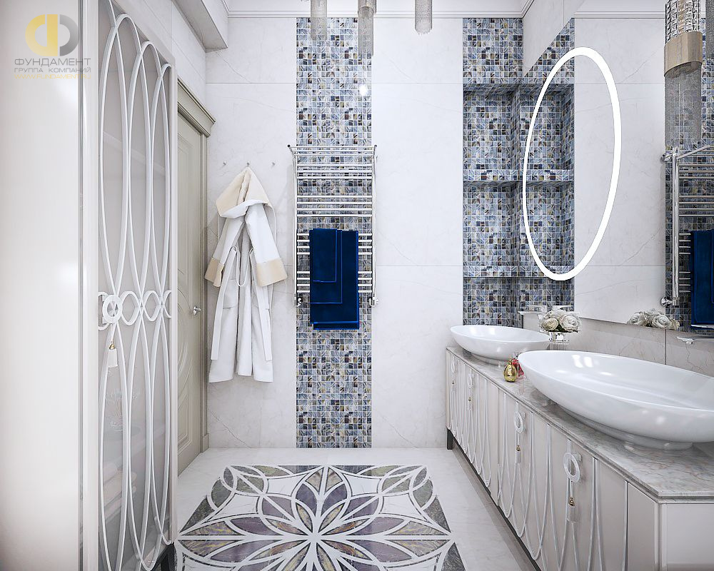 Дизайн ванной в синем цвете - фото