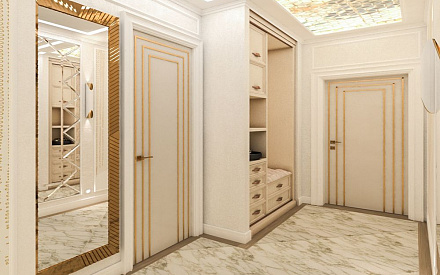 Дизайн интерьера коридора в четырёхкомнатной квартире 131 кв.м в стиле неоклассика6