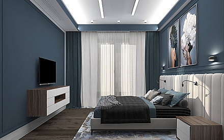 Дизайн интерьера спальни в четырёхкомнатной квартире 107 кв.м в современном стиле4