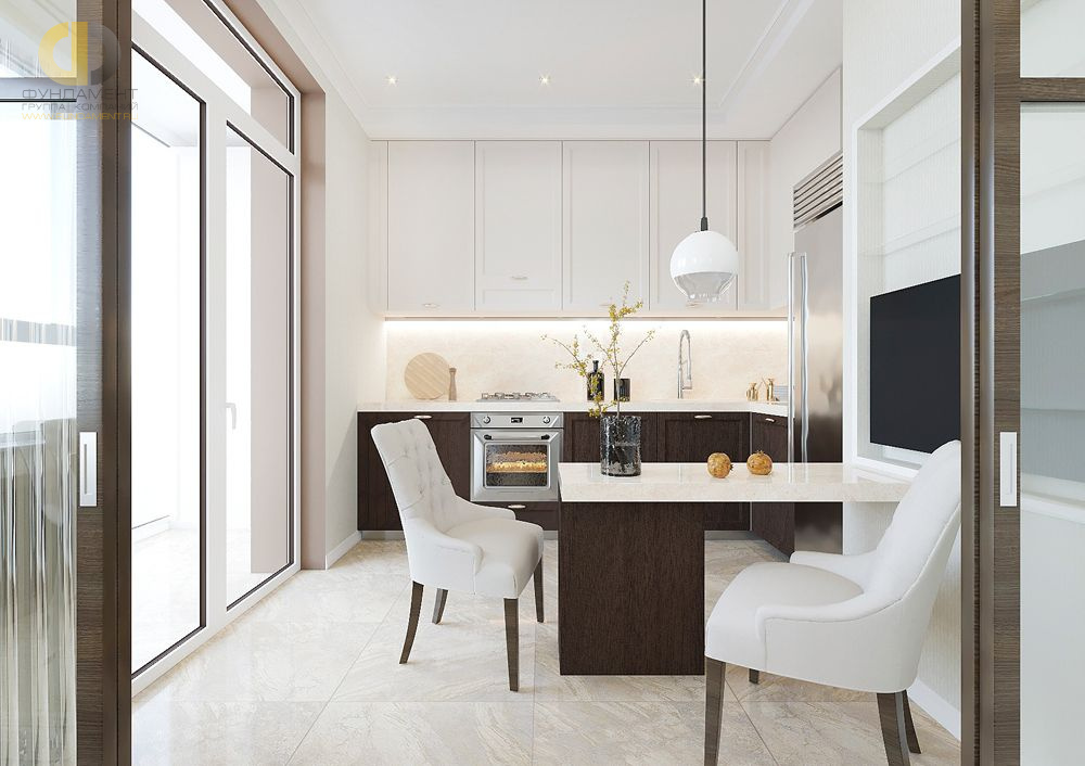 Дизайн интерьера кухни в двухкомнатной квартире 71 кв.м в стиле неоклассика 6