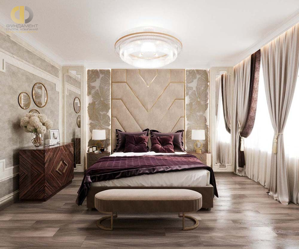 Спальня в стиле дизайна неоклассика по адресу г. Москва, проезд Серебрякова, д. 11, 2020 года