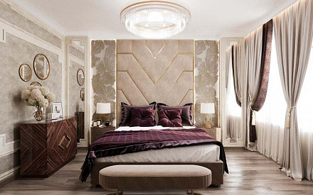 Дизайн интерьера спальни в четырёхкомнатной квартире 114 кв. м в стиле ар-деко и неоклассика 13