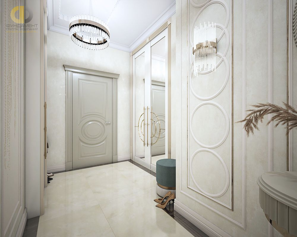 Дизайн интерьера коридора четырёхкомнатной квартире 142 кв. м в стиле неоклассика 1