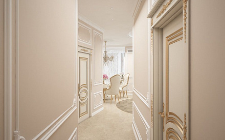 Дизайн интерьера коридора в трёхкомнатной квартире 101 кв. м в стиле классицизм 14