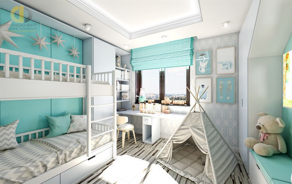 Дизайн интерьера детской в 3-комнатной квартире 70 кв.м в стиле неоклассика