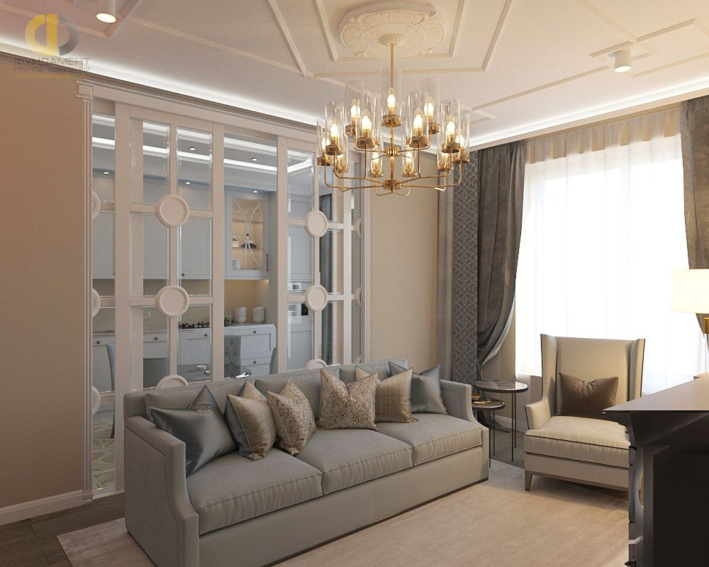 Дизайн интерьера гостиной в четырёхкомнатной квартире 117 кв.м в стиле неоклассика9