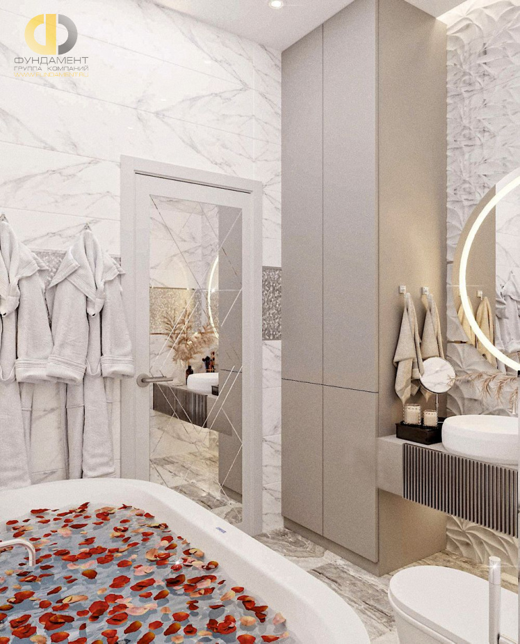 Дизайн интерьера ванной в четырёхкомнатной квартире 87 кв.м в современном стиле 11