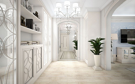 Дизайн интерьера коридора в четырёхкомнатной квартире 127 кв.м в стиле неоклассика6