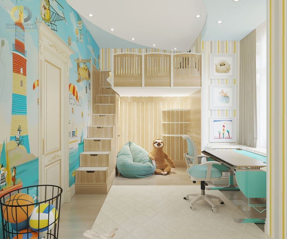 Детская в стиле дизайна классицизм по адресу г. Москва, ул. Верхняя, д. 20, корп. 1, 2019 года