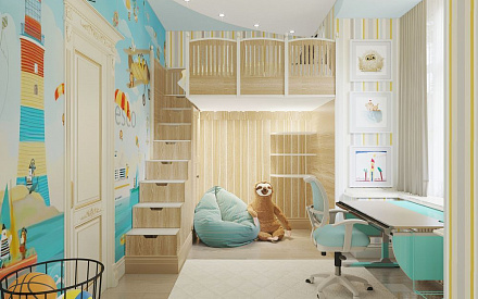 Дизайн интерьера детской в трёхкомнатной квартире 66 кв.м в классическом стиле17
