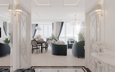 Дизайн интерьера 6-комнатной квартиры 196 кв. м в стиле классика и прованс