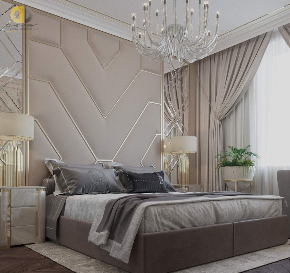 Дизайн интерьера спальни в двухкомнатной квартире 76 кв.м в стиле ар-деко7